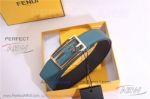 AAA Fake Fendi Blue And Black Leather Belt - Skeleton Buckle In All Gold